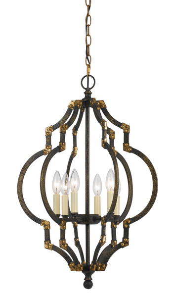 Cal Lighting - FX-3593-6 - Six Light Pendant - HOWELL - Irontiqued Gold