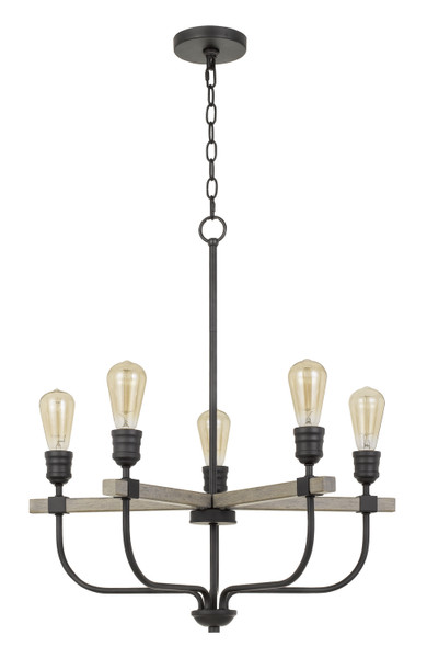 Cal Lighting - FX-3734-5 - Five Light Chandelier - Sion - Natural Wood/Iron