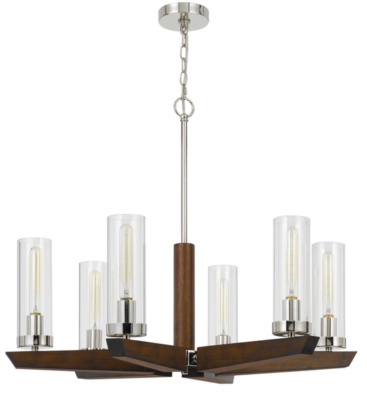 Cal Lighting - FX-3756-6 - Six Light Chandelier - Ercolano - Wood/Brushed Steel