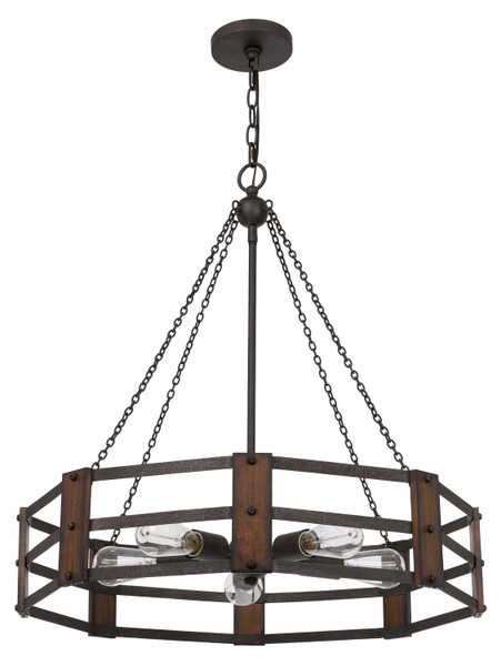 Cal Lighting - FX-3766-5 - Five Light Chandelier - Provo - Oak/Iron