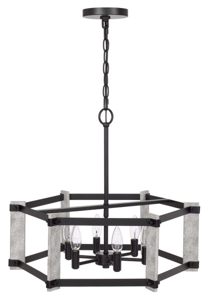 Cal Lighting - FX-3767-6 - Six Light Chandelier - Rutland - Fossil / Black