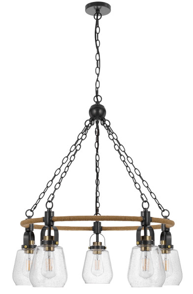 Cal Lighting - FX-3824-5 - Five Light Chandelier - Kavala - Burlap/Antique Brass