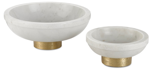 Currey and Company - 1200-0169 - Bowl - Valor - White/Brass