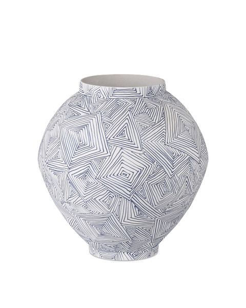 Currey and Company - 1200-0867 - Vase - Blue Zag - Blue/White