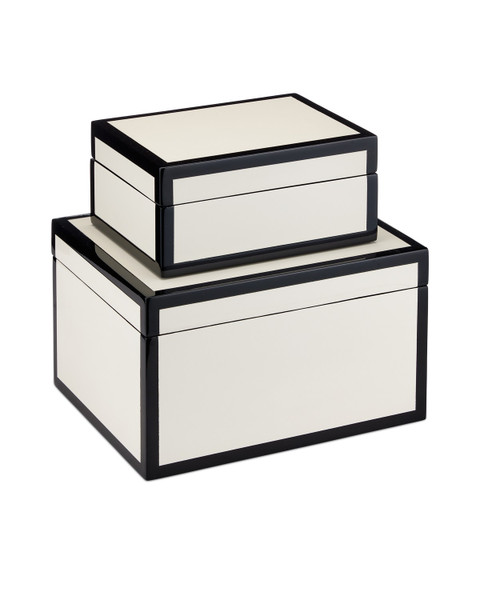 Currey and Company - 1200-0972 - Box Set of 2 - Lacquer - Ivory/Black