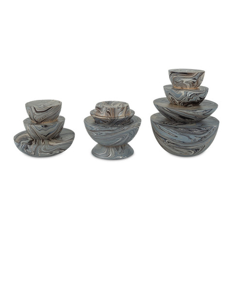 Currey and Company - 1200-1049 - Box Set of 3 - Marbleized - Marbleized Gray
