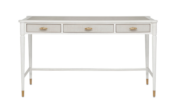 Currey and Company - 3000-0190 - Desk - Aster - Off-White/Fog/Brass