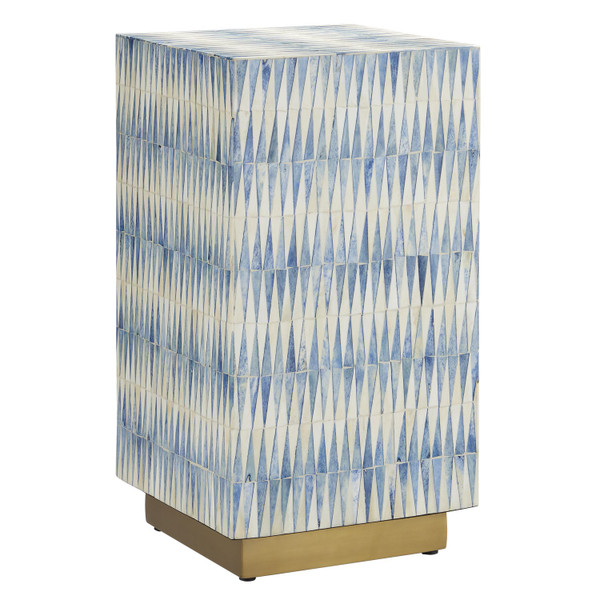 Currey and Company - 3000-0253 - Accent Table - Nadene - Blue/Natural/Brushed Brass