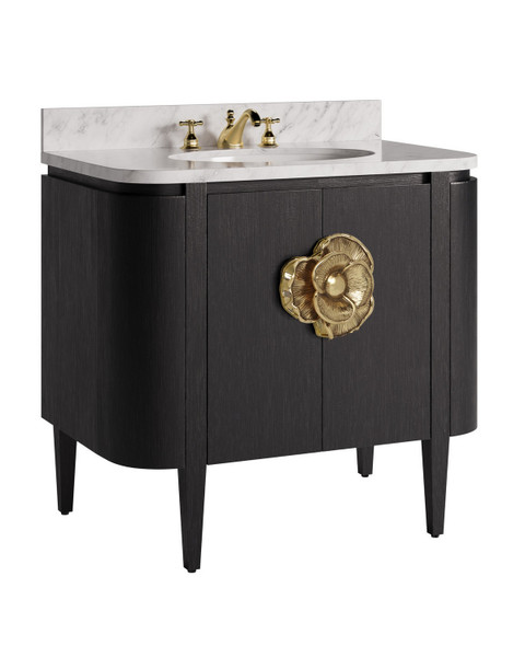 Currey and Company - 3800-0017 - 36 Vanity with Oval Undermount Sink - Briallen - Caviar Black/Natural/White/Light Antique Brass