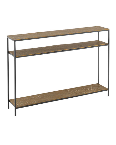 Currey and Company - 4000-0200 - Console Table - Lathi - Antique Brass/Black