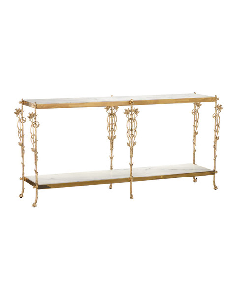 Currey and Company - 4000-0205 - Console Table - Fiore - Polished Brass/Natural