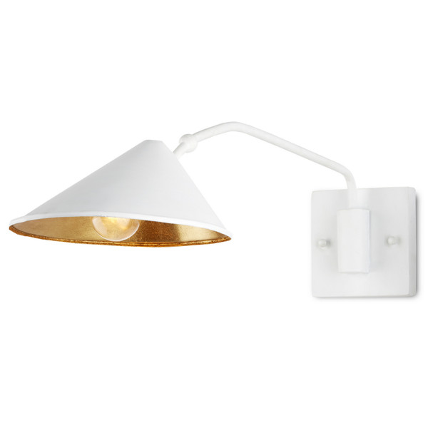 Currey and Company - 5000-0205 - One Light Wall Sconce - Serpa Collection - Gesso White/Contemporary Gold Leaf