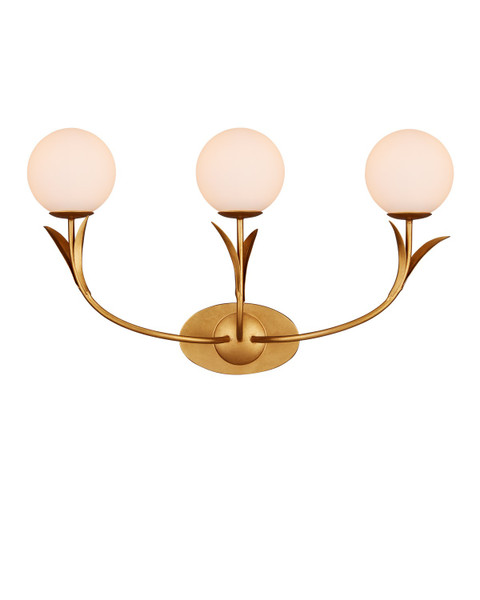 Currey and Company - 5000-0261 - Three Light Wall Sconce - Rossville - Contemporary Gold Leaf/Frosted White