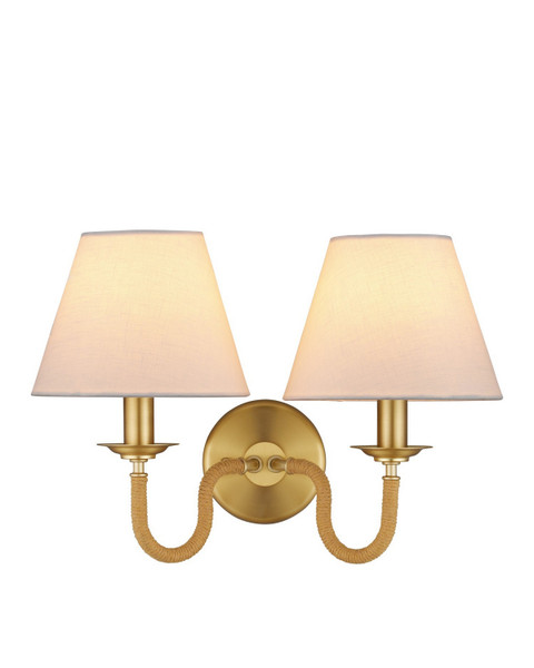 Currey and Company - 5000-0274 - Two Light Wall Sconce - Adala - Natural/Brushed Brass