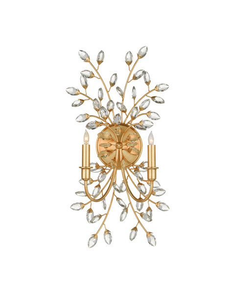 Currey and Company - 5000-0275 - Two Light Wall Sconce - Forget-Me-Not - Clear/Chinois Gold Leaf