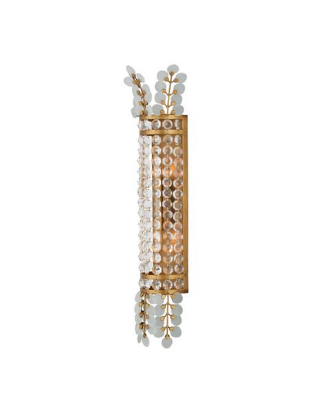 Currey and Company - 5000-0283 - Two Light Wall Sconce - Bradshaw - Frosted/Clear/Brass