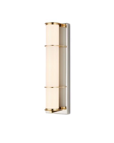 Currey and Company - 5800-0062 - One Light Bath Wall Sconce - Blaine - Polished Nickel/Polished Brass/White