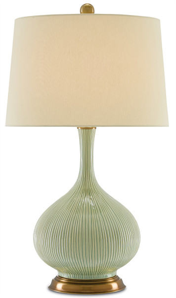 Currey and Company - 6000-0218 - One Light Table Lamp - Cait - Green/Antique Brass