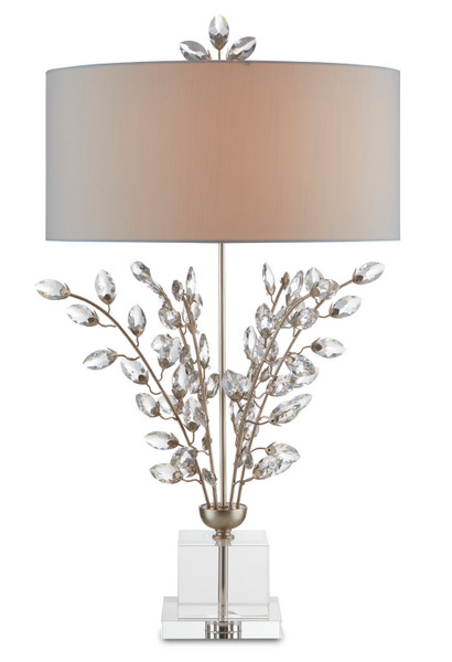 Currey and Company - 6000-0727 - Two Light Table Lamp - Forget-Me-Not - Clear/Silver Leaf