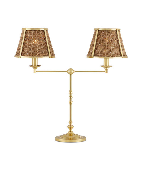 Currey and Company - 6000-0899 - Two Light Desk Lamp - Deauville - Natural/Polished Brass
