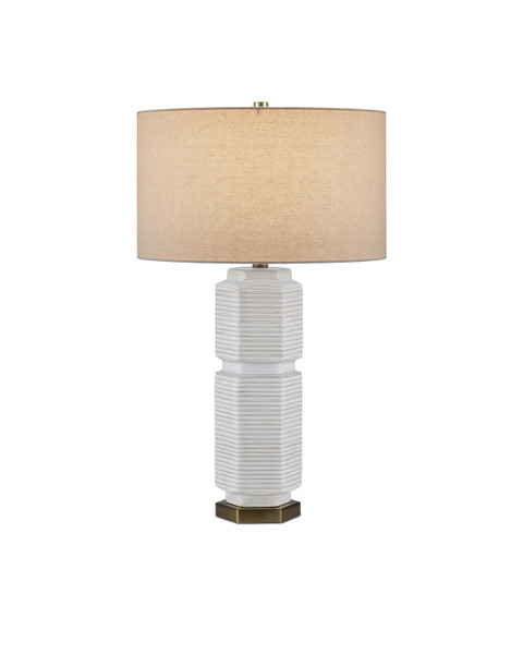 Currey and Company - 6000-0965 - One Light Table Lamp - Glebe - White/Beige/Light Blue/Antique Brass
