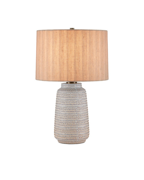Currey and Company - 6000-0978 - One Light Table Lamp - Owen - Off-White/Light Brown/Antique Brass