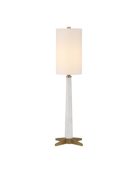 Currey and Company - 6000-1016 - One Light Table Lamp - Munroe - White/Antique Brass