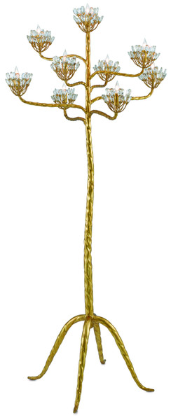 Currey and Company - 8000-0045 - Nine Light Floor Candelabra - Agave Americana - Clear/Dark Contemporary Gold Leaf