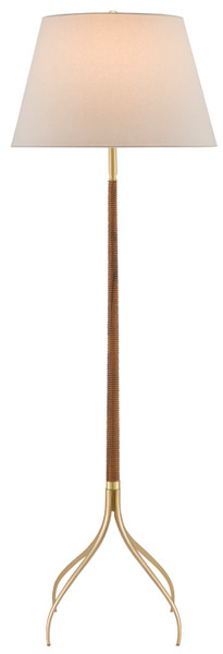 Currey and Company - 8000-0087 - One Light Floor Lamp - Circus - Natural/Brushed Brass