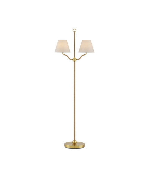 Currey and Company - 8000-0116 - Two Light Floor Lamp - Sirocco - Antique Brass/Natural