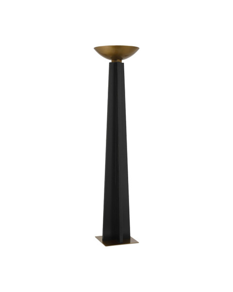 Currey and Company - 8000-0167 - LED Floor Lamp - Calyx Torchiere - Black/Antique Brass