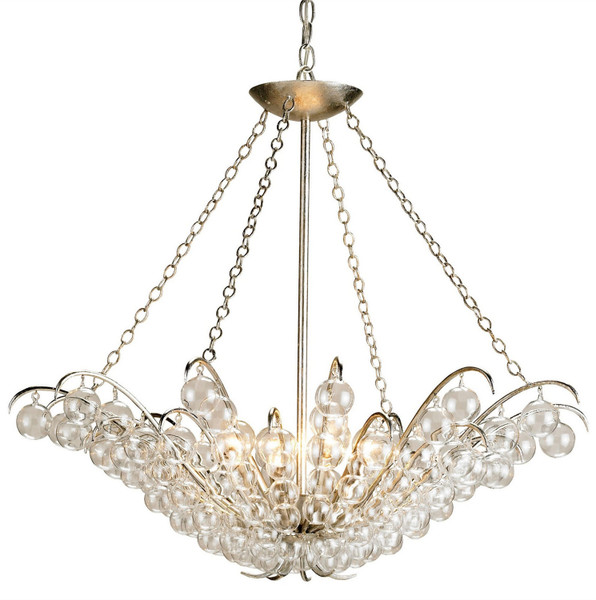 Currey and Company - 9000 - Four Light Chandelier - Quantum - Clear/Contemporary Silver Leaf