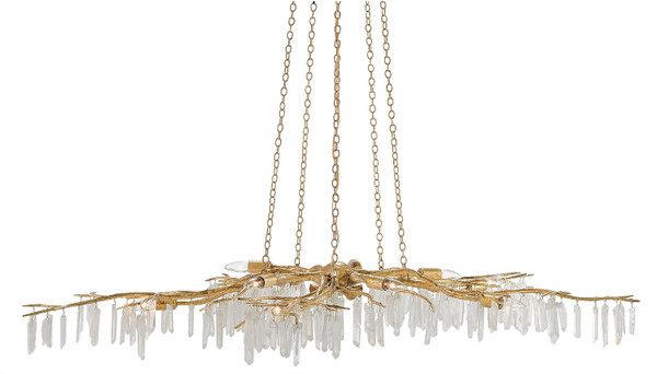 Currey and Company - 9000-0040 - Ten Light Chandelier - Forest Light - Washed Lucerne Gold/Natural