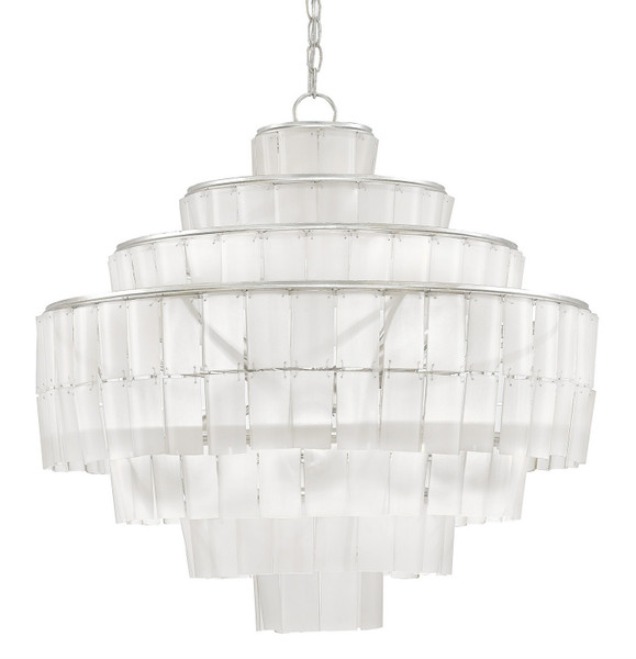 Currey and Company - 9000-0160 - Eight Light Chandelier - Sommelier - Opaque White/Contemporary Silver Leaf