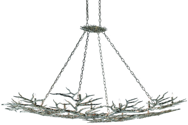Currey and Company - 9000-0367 - 14 Light Chandelier - Rainforest Collection - Silver Leaf