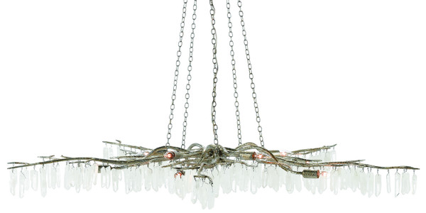 Currey and Company - 9000-0368 - Ten Light Chandelier - Forest Light - Textured Silver/Natural