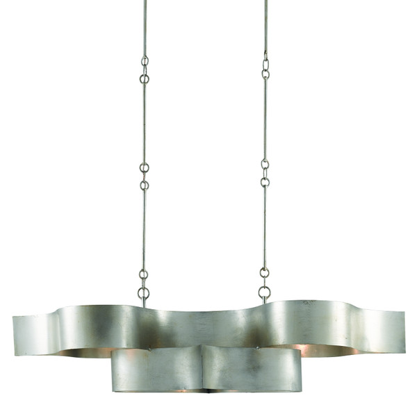Currey and Company - 9000-0372 - Six Light Chandelier - Grand Lotus - Contemporary Silver Leaf
