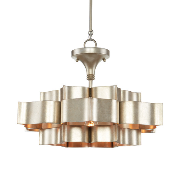 Currey and Company - 9000-0374 - One Light Chandelier - Grand Lotus - Contemporary Silver Leaf