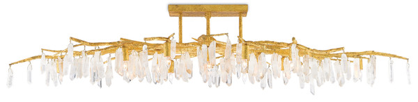 Currey and Company - 9000-0423 - 14 Light Semi-Flush Mount - Forest Light - Washed Lucerne Gold/Natural