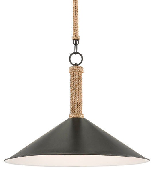 Currey and Company - 9000-0639 - One Light Pendant - Ocracoke - Blacksmith/Sugar White/Natural