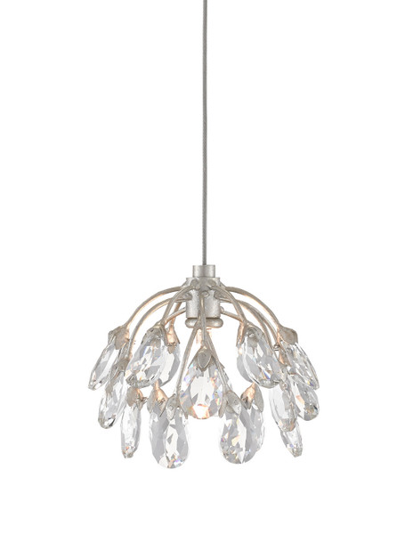 Currey and Company - 9000-0667 - One Light Pendant - Crystal Bud - Clear/Contemporary Silver Leaf/Silver