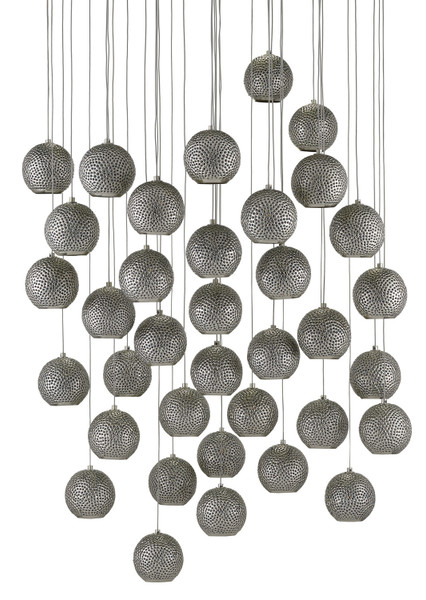 Currey and Company - 9000-0687 - 36 Light Pendant - Giro - Blue/Nickel/Silver