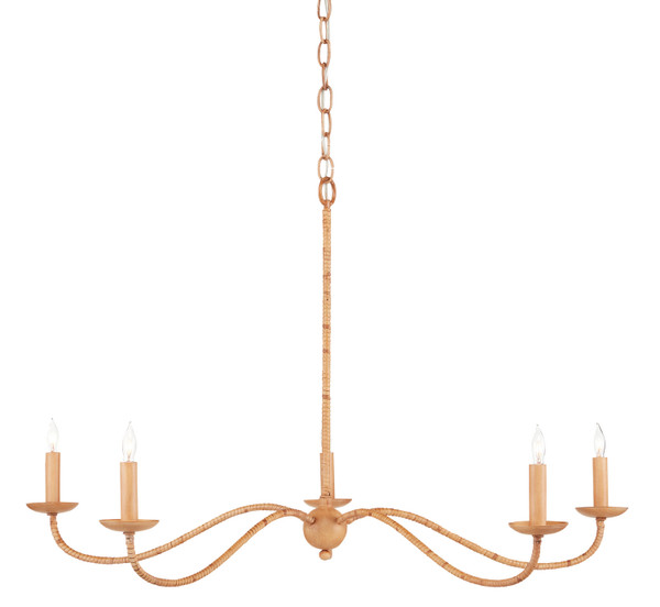 Currey and Company - 9000-0848 - Five Light Chandelier - Saxon - Natural/Saddle Tan