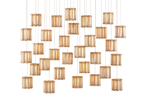 Currey and Company - 9000-0893 - 30 Light Pendant - Daze - Antique Brass/White/Silver