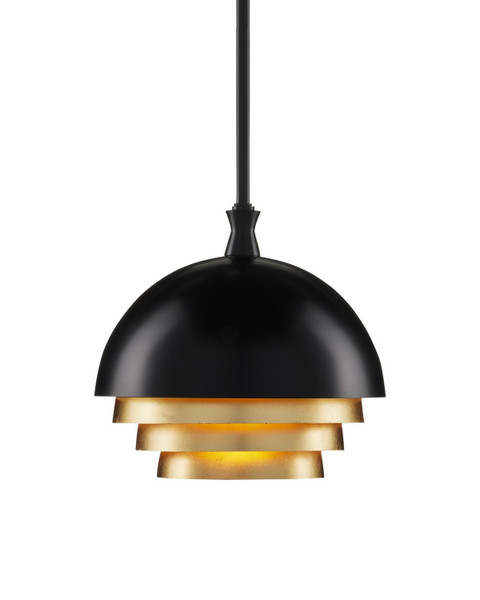 Currey and Company - 9000-0953 - One Light Pendant - Salviati - Black/Gold Leaf