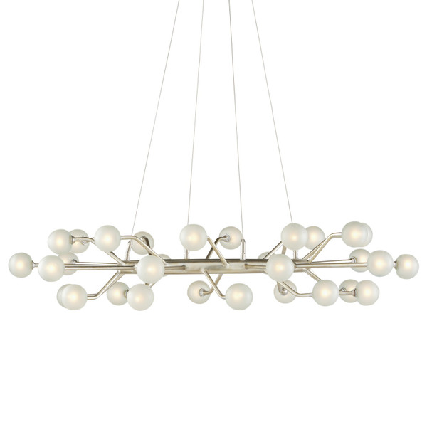 Currey and Company - 9000-0996 - 30 Light Chandelier - Chaldea Silver Chandelier - Contemporary Silver Leaf/Frosted