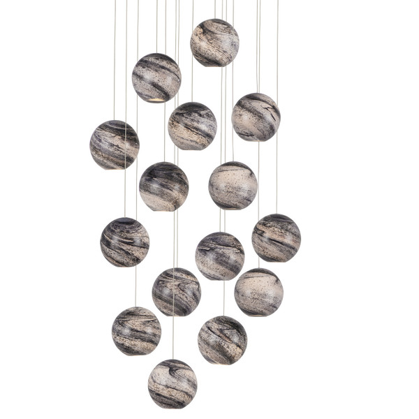 Currey and Company - 9000-1008 - 15 Light Pendant - Palatino - Earth with Speckles/Silver