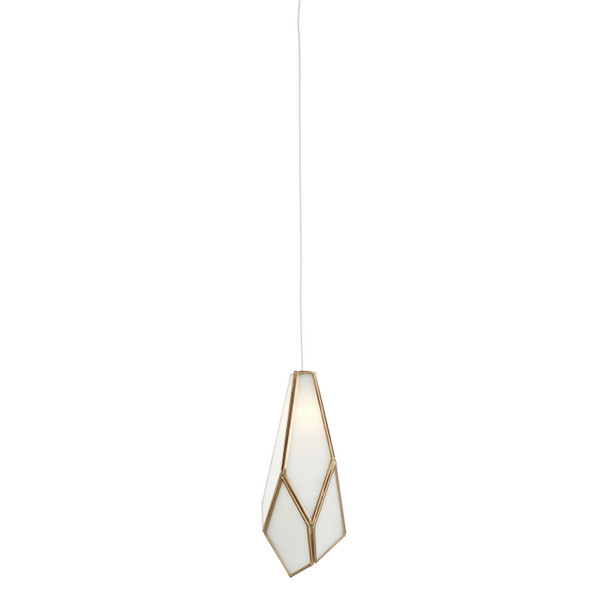 Currey and Company - 9000-1033 - One Light Pendant - Glace - White/Antique Brass/Silver