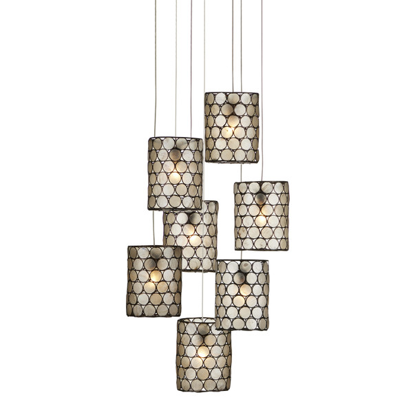 Currey and Company - 9000-1049 - Seven Light Pendant - Regatta - Natural/Cupertino/Silver