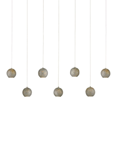 Currey and Company - 9000-1056 - Seven Light Pendant - Giro - Blue/Nickel/Silver